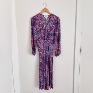 BA&SH purple paisley FRANKY midi long sleeve dress / size S